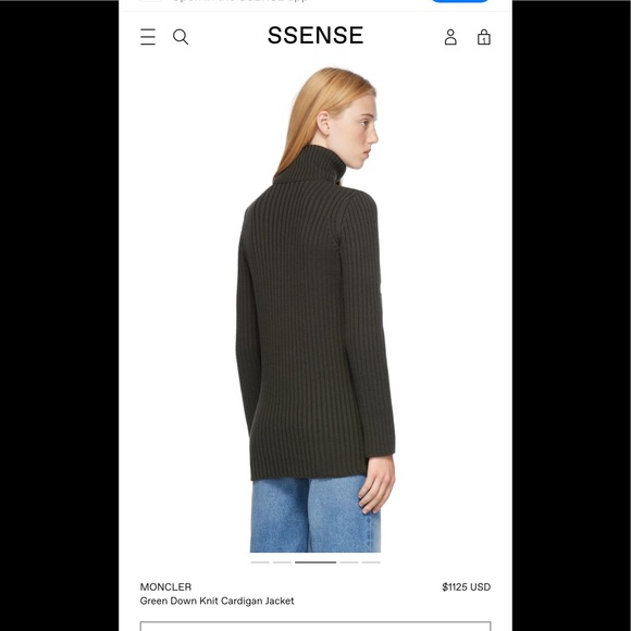 Moncler Green Down Knit Cardigan Jacket - Picture 2 of 7